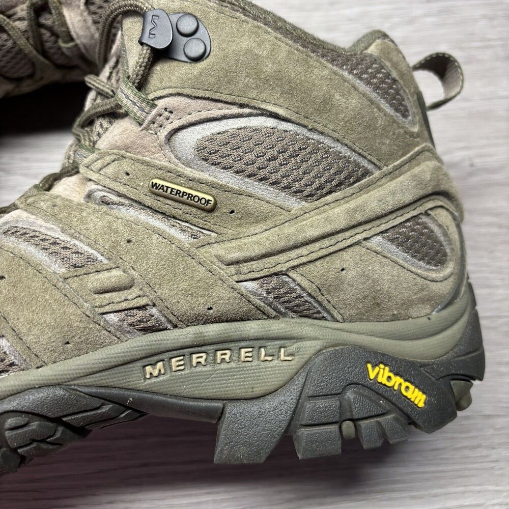 Merrell Moab 2 Mid Boots Mens 10 Green Waterproof Vibram Gorpcore Hiking Trail - Picture 12 of 12